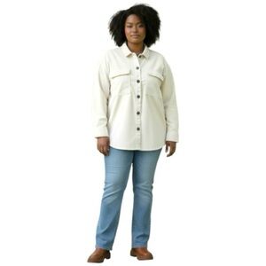 Banana Republic Corduroy Shirt Jacket Cream Sz XXL Button Up Shacket Gorp Preppy